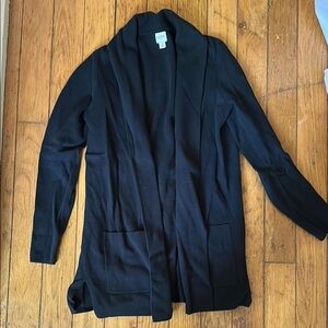 J. Crew Factory Black Cardigan Sweater Open Front Knit